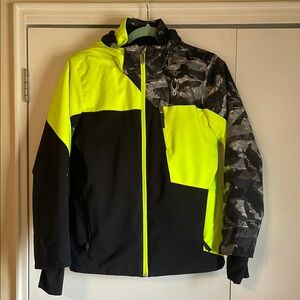 Spyder Youth Neon Yellow and Black Camo Ski Jacket